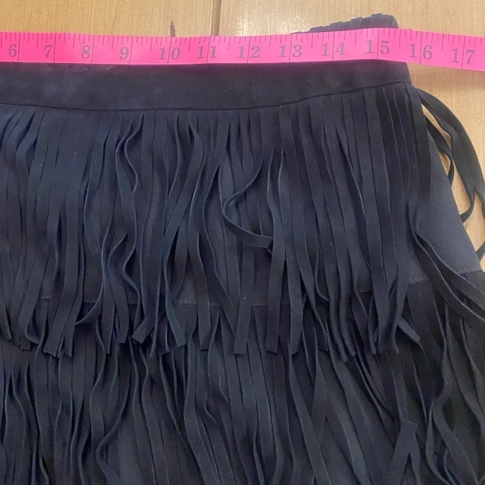 Kate Spade Leather Fringe Black Mini Skirt New without Tag size 10